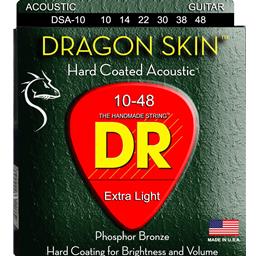 DRAGON SKIN - CLEAR Coated Acoustic Guitar Strings Extra Light 10-48